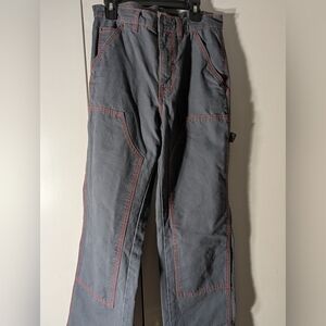 BDG Urban Outfitters Gray Carpenter Pants Red Stitching Pockets Women's Size 26